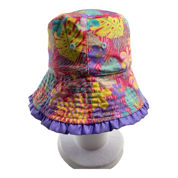 UV Skinz Floral Tropical Purple Sun Protection Kids Bucket Hat - Picture 4 of 8